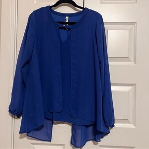 NY Collection Women's Royal Blue Blouse